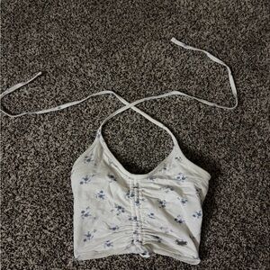 White floral halter top